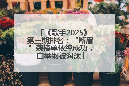 《歌手2025》第三期排名：“断眉”袭榜单依纯成功，白举纲被淘汰