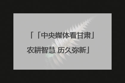 「中央媒体看甘肃」农耕智慧 历久弥新