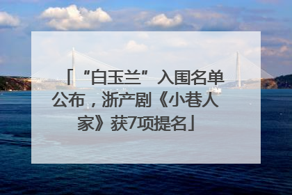“白玉兰”入围名单公布，浙产剧《小巷人家》获7项提名