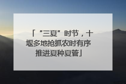 “三夏”时节，十堰多地抢抓农时有序推进夏种夏管