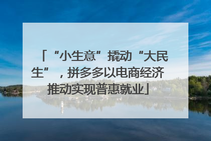 “小生意”撬动“大民生”，拼多多以电商经济推动实现普惠就业