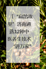 “扁鹊故里”济南遴选12种中医养生技术“进万家”