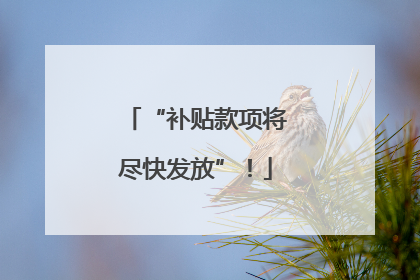 “补贴款项将尽快发放”！