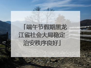端午节假期黑龙江省社会大局稳定治安秩序良好
