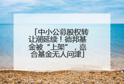 中小公募股权转让潮延续！德邦基金被“上架”，嘉合基金无人问津