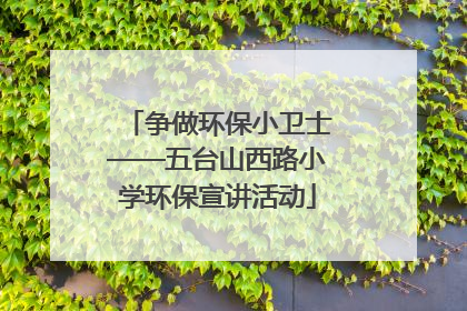争做环保小卫士——五台山西路小学环保宣讲活动