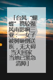 台风“蝴蝶”携较强风雨影响三亚：一女子被树砸倒送医，无大碍当天回家 当地已紧急清障