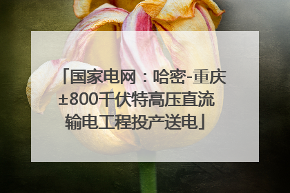 国家电网：哈密-重庆±800千伏特高压直流输电工程投产送电