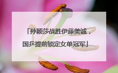 孙颖莎战胜伊藤美诚，国乒提前锁定女单冠军
