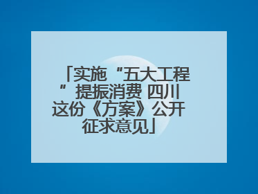 实施“五大工程”提振消费 四川这份《方案》公开征求意见