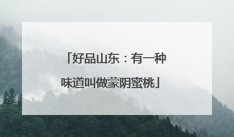 好品山东：有一种味道叫做蒙阴蜜桃