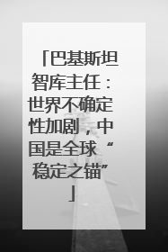 巴基斯坦智库主任：世界不确定性加剧，中国是全球“稳定之锚”