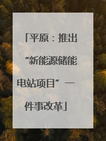 平原：推出“新能源储能电站项目”一件事改革