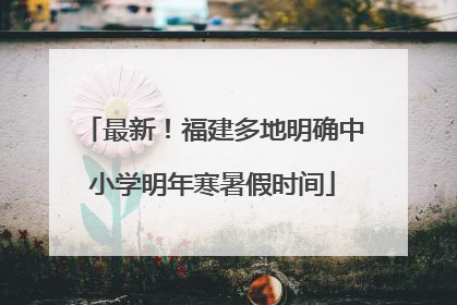 最新！福建多地明确中小学明年寒暑假时间
