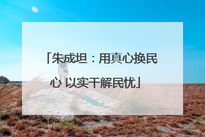朱成坦：用真心换民心 以实干解民忧