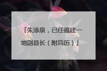 朱添泉，已任福建一地副县长（附简历）