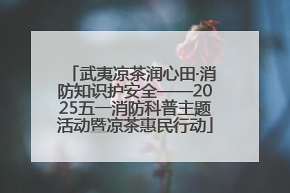 武夷凉茶润心田·消防知识护安全——2025五一消防科普主题活动暨凉茶惠民行动