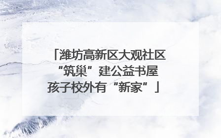 潍坊高新区大观社区“筑巢”建公益书屋 孩子校外有“新家”
