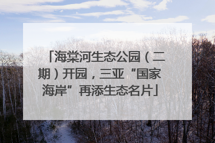 海棠河生态公园（二期）开园，三亚“国家海岸”再添生态名片