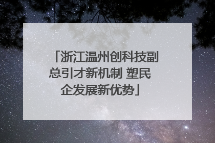 浙江温州创科技副总引才新机制 塑民企发展新优势
