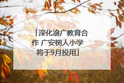 深化渝广教育合作 广安树人小学将于9月投用