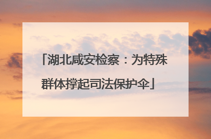 湖北咸安检察：为特殊群体撑起司法保护伞