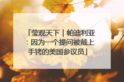 莹观天下｜帕迪利亚：因为一个提问被戴上手铐的美国参议员