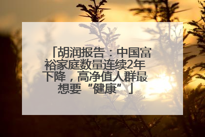 胡润报告：中国富裕家庭数量连续2年下降，高净值人群最想要“健康”