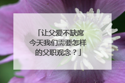 让父爱不缺席 今天我们需要怎样的父职观念？