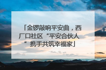 金锣敲响平安曲，西厂口社区“平安合伙人”携手共筑幸福家