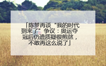陈梦再谈“我的时代到来了”争议：奥运夺冠后仍遭质疑很煎熬，不敢再这么说了