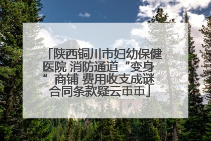 陕西铜川市妇幼保健医院 消防通道“变身”商铺 费用收支成谜 合同条款疑云重重