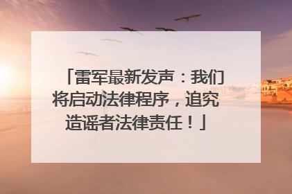 雷军最新发声：我们将启动法律程序，追究造谣者法律责任！