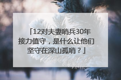 12对夫妻哨兵30年接力值守，是什么让他们坚守在深山孤哨？
