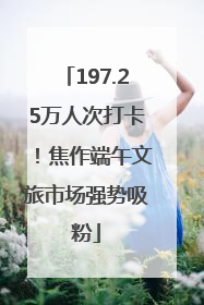 197.25万人次打卡！焦作端午文旅市场强势吸粉